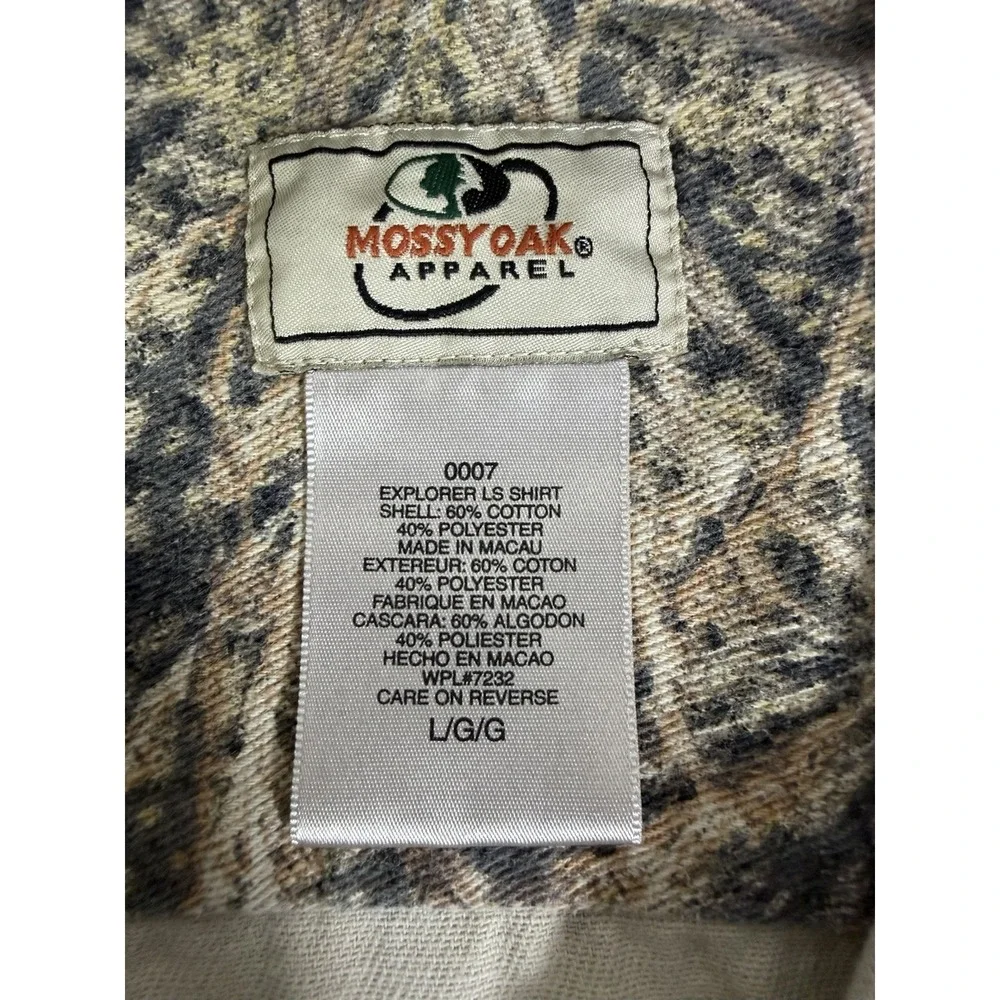 Mossy Oak Apparel‎ Explorer LS Shirt Mens Large Brush Camo Button Down